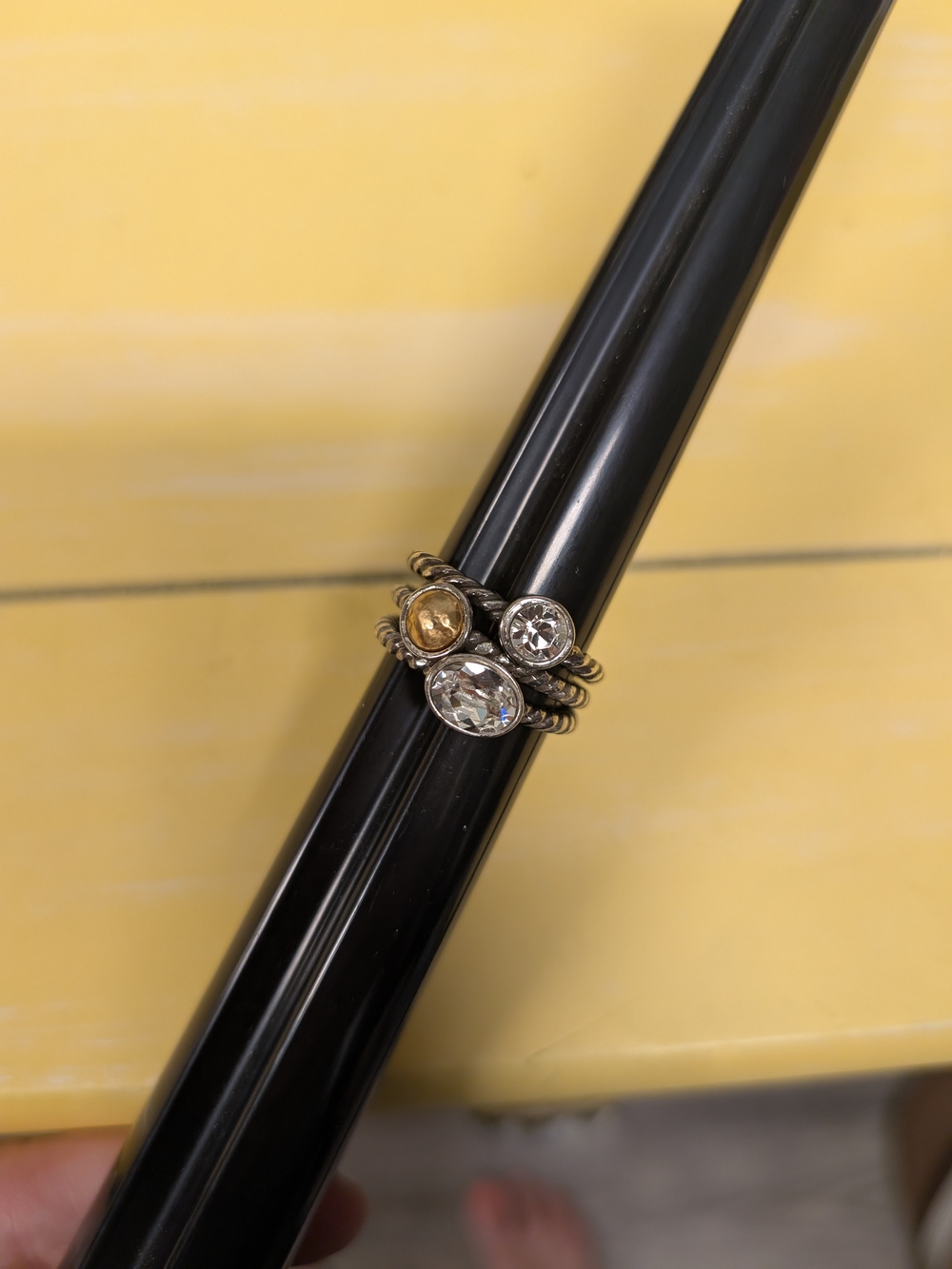 Brighton Gold-Tone Stacking Rings with Clear and Amber Stones